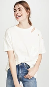 Free People Rubi Ripped Pocket T-shirt In Ivory