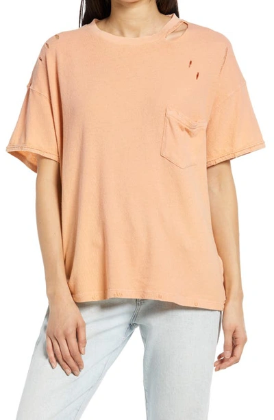 Free People Rubi Ripped Pocket T-shirt In Peach