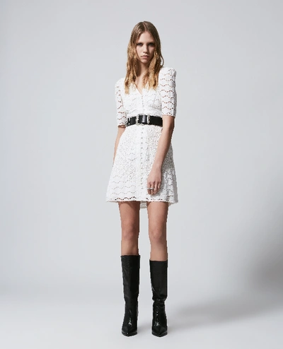 The Kooples Ecru Short Lace Dress With Buttons