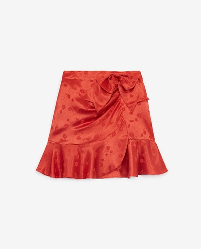 The Kooples Jacquard Short Skirt With Frills In Rouille