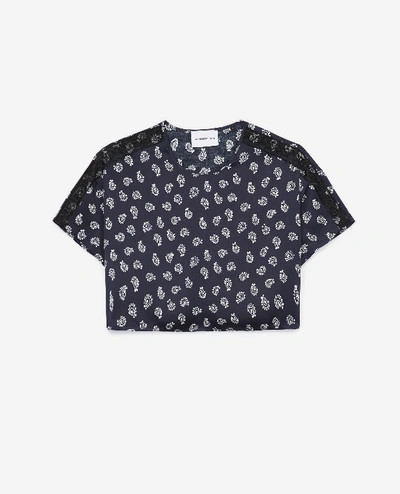 The Kooples Sport Printed Navy Blue Top With Lacing