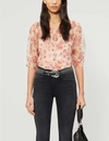 The Kooples Fitted Floral Printed See-through Top In Light Pink