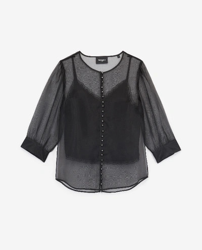 The Kooples See-through Black Rock-style Top W/camisole