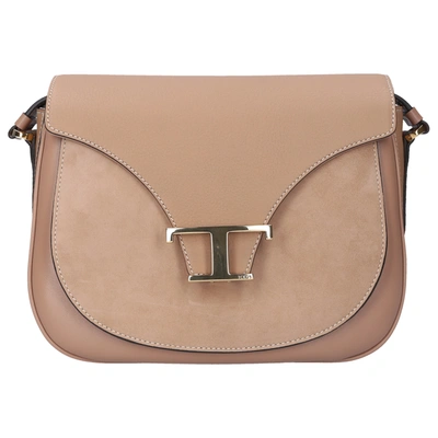 Tod's Women Handbag Crossbody Mini Deerskin Suede Logo Brown