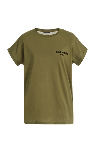 Balmain Logo Cotton T-shirt In Green