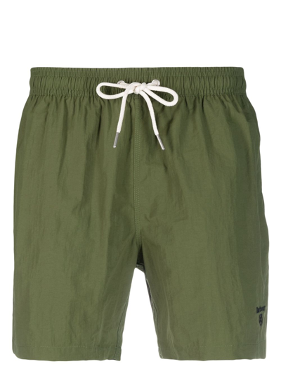 Barbour Essential Solid Nylon Swim Trunks In Green