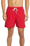 Barbour Essential Solid Nylon Swim Trunks In Red