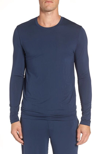 Tommy John Second Skin Cotton Blend Crewneck Sweater In Dress Blues