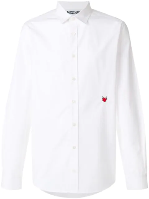 Moschino Red Heart Embroidered White 