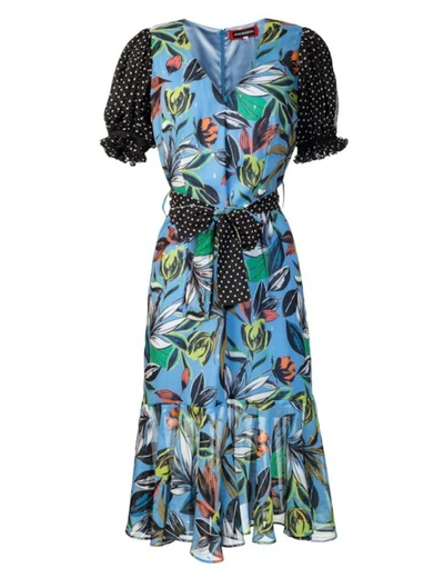 Andreeva Floral Blue Summer Silk Dress