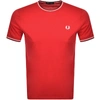 Fred Perry Twin Tipped Short Sleeve Tee In Red