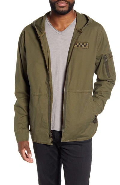 John Varvatos Army Ripstop Slim Fit Shirt Jacket In Olive Leaf