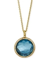 Ippolita 18k Yellow Gold London Blue Topaz & Diamond Pendant Necklace, 16-18 In Blue/gold