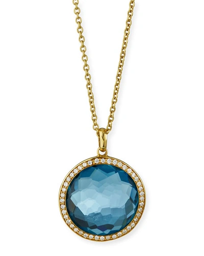 Ippolita 18k Yellow Gold London Blue Topaz & Diamond Pendant Necklace, 16-18 In Blue/gold