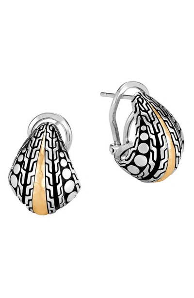 John Hardy Hammered 18k Gold & Sterling Silver Dotted Buddha Belly Earrings In Silver-tone