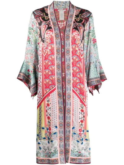 Alice And Olivia Lynn Reversible Side-slit Long Kimono In Paloma Multi/combo