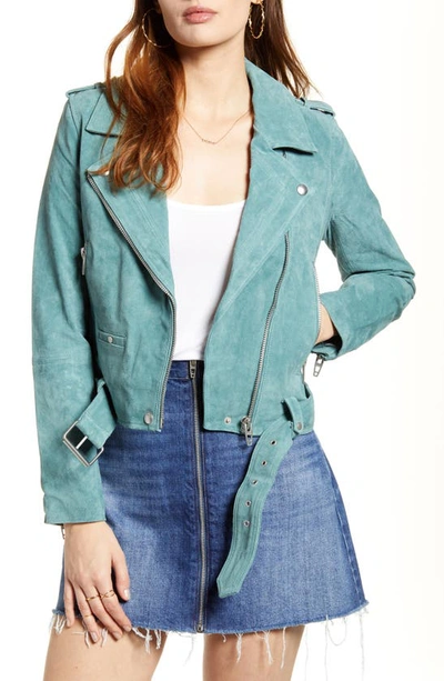 Blanknyc Annika Suede Moto Jacket In Green