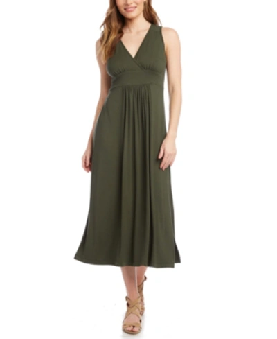Karen Kane V-neck Midi Dress In Olive