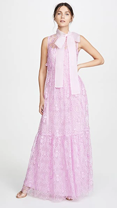 Self-portrait Teardrop Lace Sleeveless Maxi Dress In Lilac