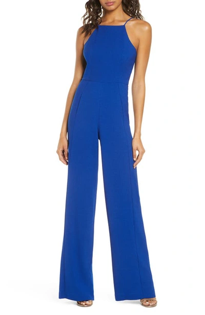 Black Halo Joaquin Halter Neck Jumpsuit In Cobalt