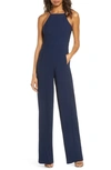 Black Halo Joaquin Halter Neck Jumpsuit In Bluestone