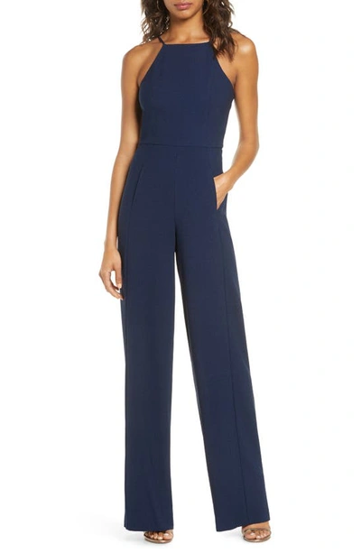 Black Halo Joaquin Halter Neck Jumpsuit In Bluestone