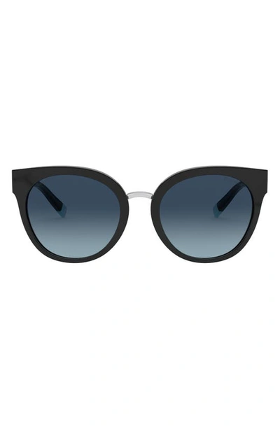 Tiffany & Co 54mm Polarized Butterfly Sunglasses In Black/ Azure Grad