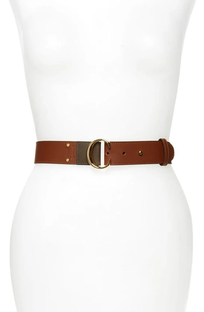 Chloé C-buckle Leather Belt In Chestnut Brown