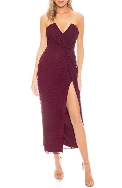 Katie May Come On Home Clip Dot Strapless Dress In Sangria