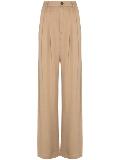 Reformation Mason Darted Wide Leg Trousers In Brown