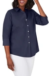 Foxcroft Mary Non-iron Stretch Cotton Button-up Shirt In Navy