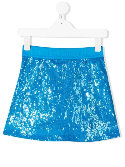 Alberta Ferretti Kids' Logo Waistband Skirt In Blue