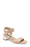 Karl Lagerfeld Morico Leather Block-heel Sandals In Nude Leather