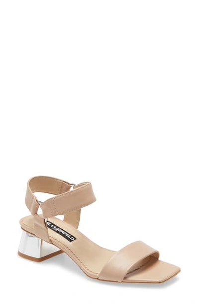 Karl Lagerfeld Morico Leather Block-heel Sandals In Nude Leather