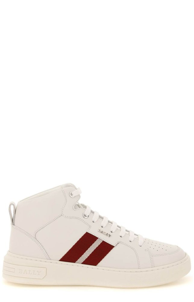 Bally Hedern Striped Band High-top Sneakers In White,red
