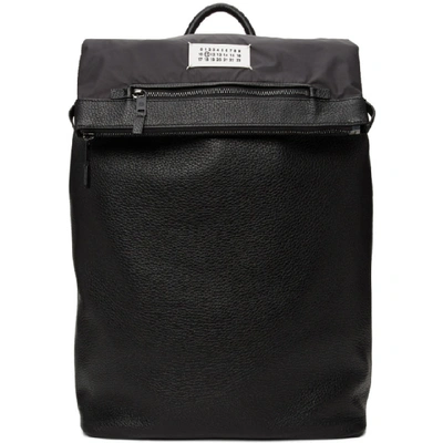 Maison Margiela Leather Numbers Backpack In Black