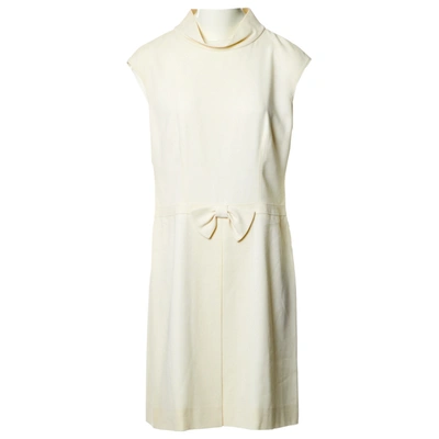 Pre-owned Valentino Wool Mini Dress In Ecru