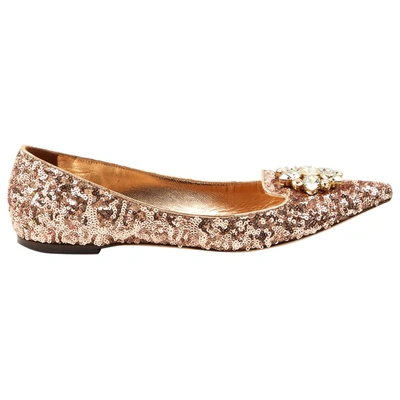 Pre-owned Dolce & Gabbana Pink Glitter Ballet Flats