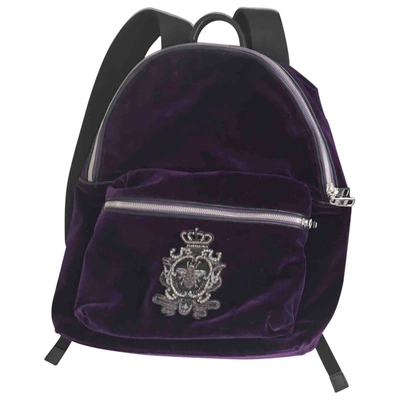 Pre-owned Dolce & Gabbana Velvet Backpack In Purple