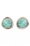 Monica Vinader Siren Semiprecious Stone Stud Earrings In Amazonite/ Rose Gold