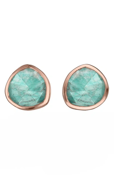 Monica Vinader Siren Semiprecious Stone Stud Earrings In Amazonite/ Rose Gold