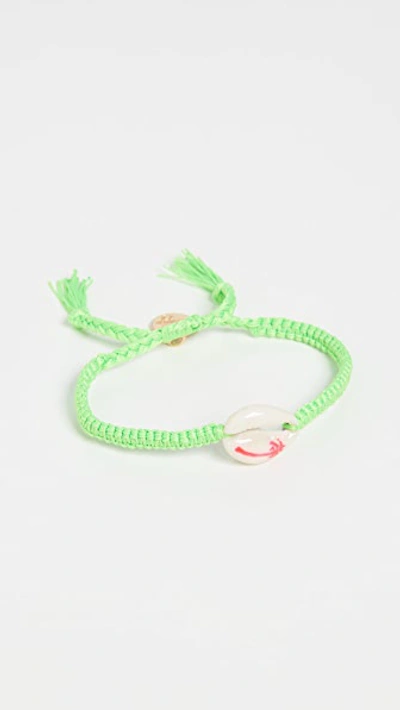 Venessa Arizaga Palm Tree Shell Bracelet In Green/neon Pink