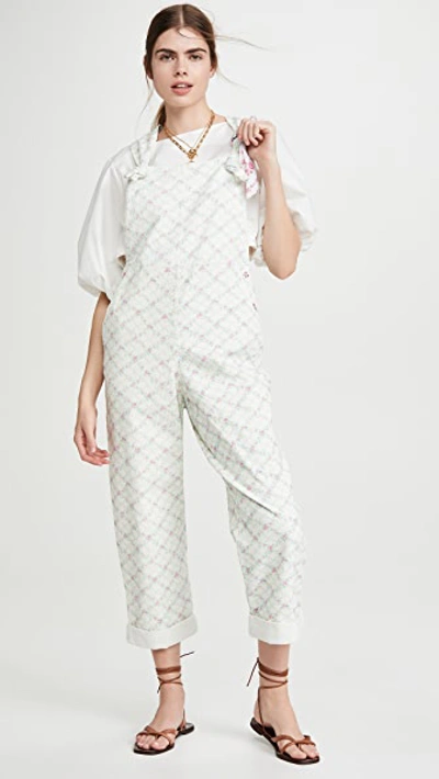 Loveshackfancy Daffy Jumpsuit In Green Leaf