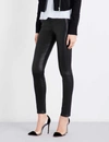 J Brand Mid-rise Leather Ankle Skinny Pants In Noir