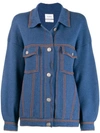 Barrie Contrast Stitch Knitted Jacket In Blue