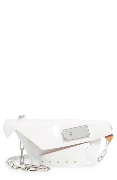 Maison Margiela Small Snatched Calfskin Leather Convertible Clutch In White