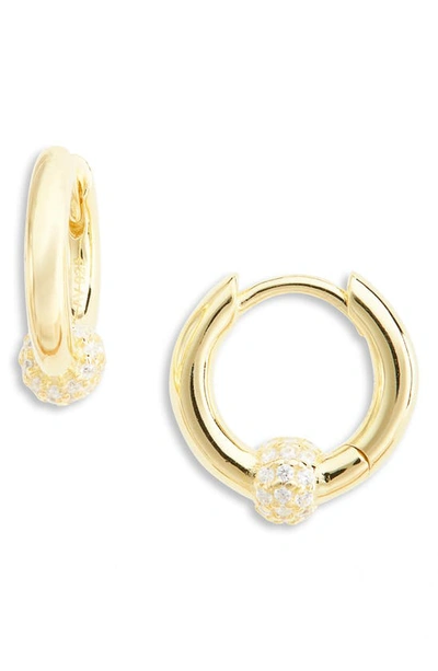 Argento Vivo 18k Gold Plated Sterling Silver Cubic Zirconia Ball Huggie Earrings