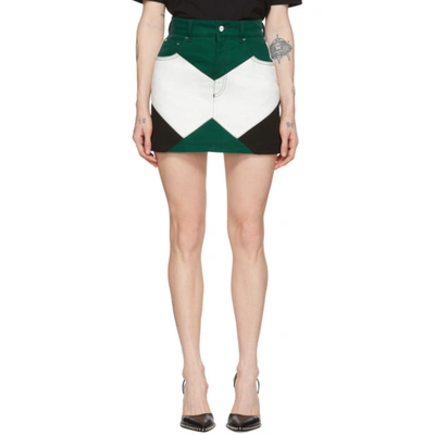 Kirin Colour Combination Denim Skirt In Forest Green