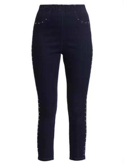 Joan Vass Women's Studded Skinny Jeans In Blue