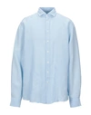 Hackett Linen Shirt In Sky Blue